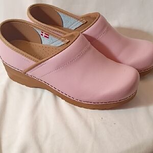 Sanita Light Pink Leather Mules